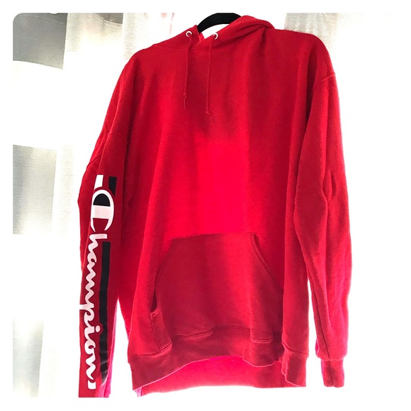 mens champion hoodie red